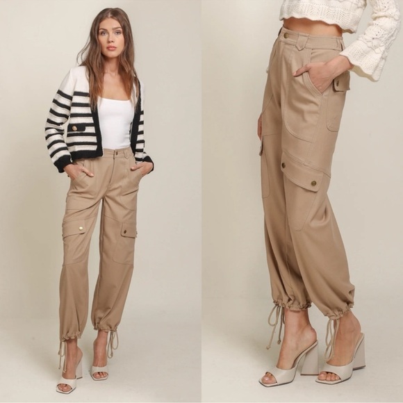 REVOLVE Line & Dot Twill Tan Cargo Pants - Picture 2 of 9